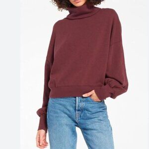Z Supply Oversized Sweatshirt Mock Turtleneck Relaxed Fit Maroon Large